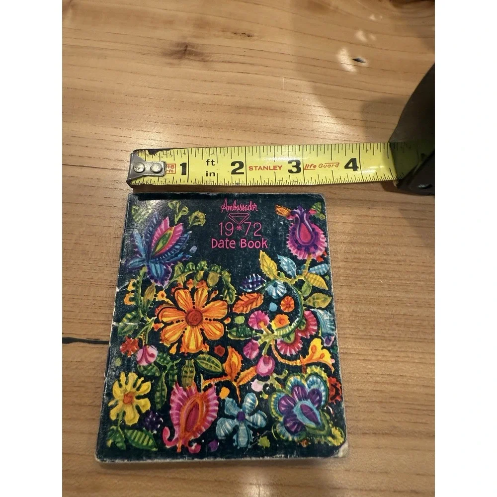 Ambassador 1972 Date Book Mini Calendar Floral Cover 3.25x4